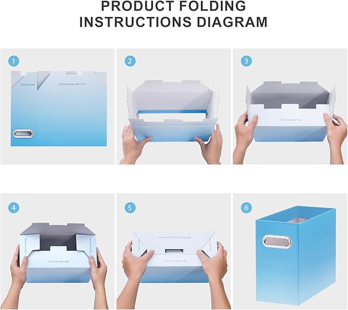 Oterri Cardboard File Organizer Box for Hanging File Folders Letter Size,File Box for Computer Desk,File Cabinet,Working Home,Office,Classroom (Gradient Light Blue, Letter Size - 2 Packs)