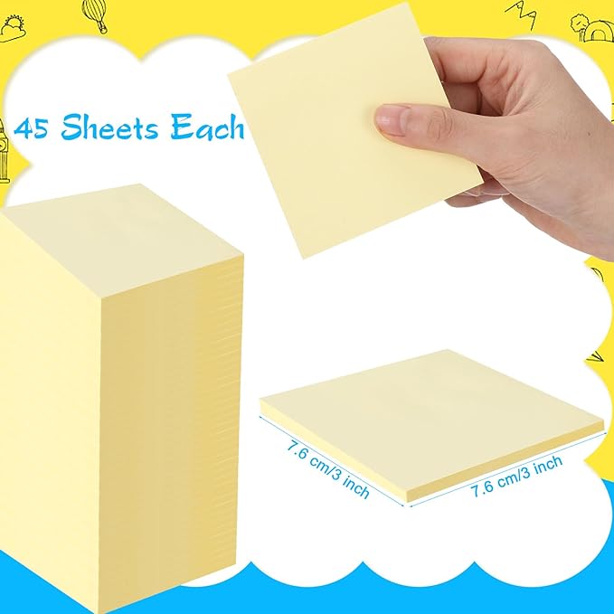 Lincia Sticky Notes Bulk, 150 Pads Teacher Bright Yellow Strong Sticky Notes 3 x 3 Inch, 45 Sheets/Clean Removal Pads Suitable for Home, School Office, Wedding(Yellow)