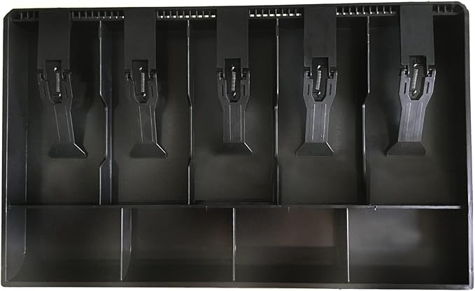 Cash Register Drawer for Money Storage, Cash Tray with 5 Bill/4 Coin Compartments for Supermarkets, Shops, Hotels (Black)