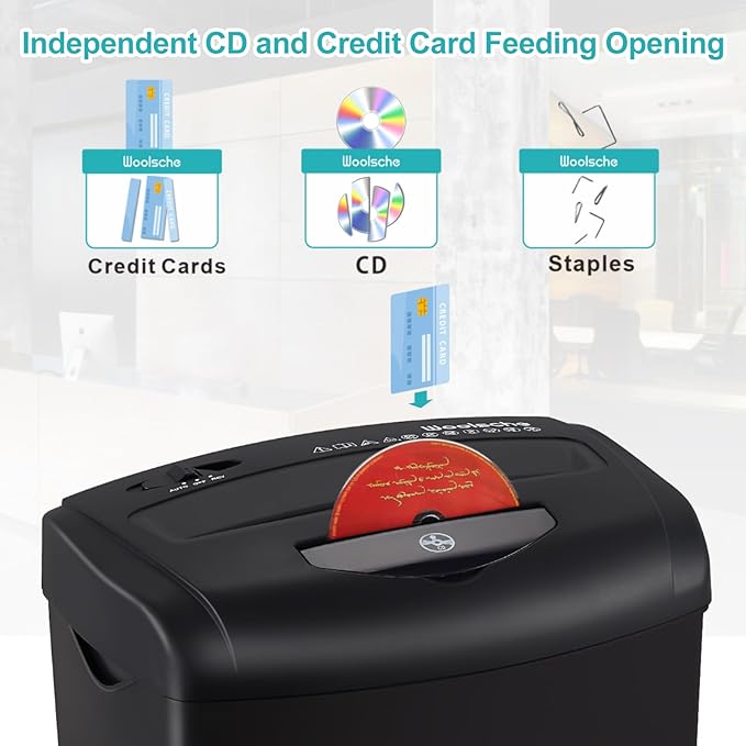 Paper Shredder for Home: with12 Sheet Cross Cut,5.55-Gallon Basket, P-4 Security,Shred for Cards/CDs/Staples/Clips - Jam Proof System for Office Home