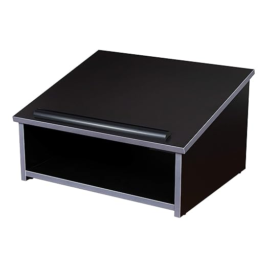 OEF Furnishings OEF22BK Commercial-Grade Tabletop Lectern with Storage Shelf (Black, High-Pressure Laminate Top)