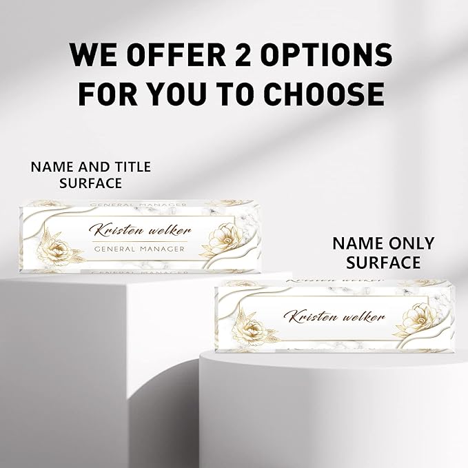 Desk Name Plate Personalized, Custom Name Plates for Desks, Office Desk Decor, Unique Clear Acrylic Glass Block, Personalized Office Gifts for Women Men Coworkers Boss Teachers, Appreciation Gifts