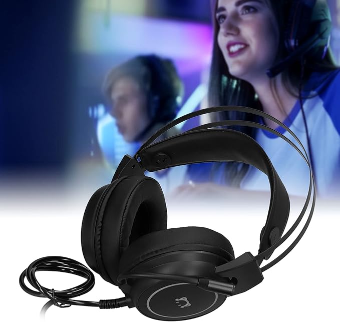 ChiweiJ Head Mounted Gaming Headset with 50mm Speaker Unit, Over Ear Stereo Headphone, 360° All Round Pointing Bendable Microphone, USB 7.1 Surround Sound for PC Gaming and Music Listening (Black)