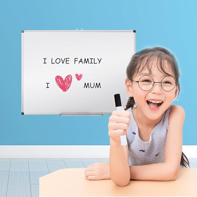 XIWODE Magnetic Dry Erase Board，Whiteboard for Wall, 18x24 inches, Whiteboard Marker Board Writing Board，Silver Aluminum Frame, Durable,Whiteboard for Home School & Office