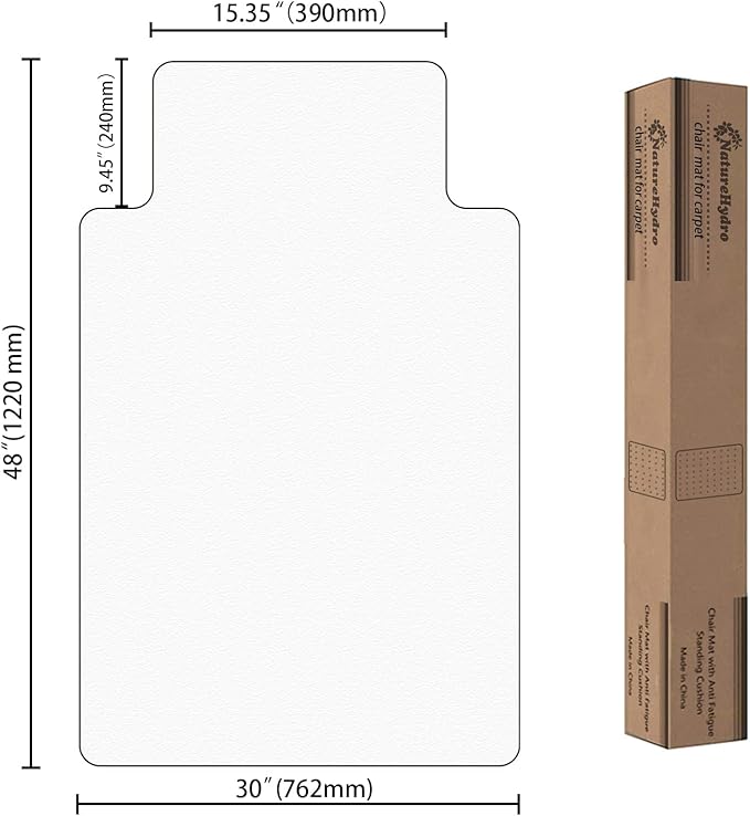 Naturehydro Clear Chair Mat for Hard Floors - 48" x 30" Transparent Computer Desk Floor Mats for Wood Tile Protection, BPA and Phthalates Free (with Extended Lip)