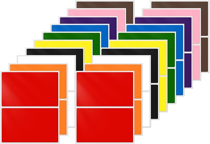 FINDAT 10 Colors Assorted Labels Stickers 3×2 Inch Vinyl Rectangular Label Removable Waterproof Color Coding Name Tag for Classroom Office File Inventory Marking 40 PCS