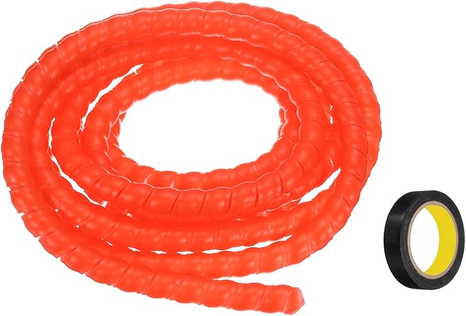 MECCANIXITY Spiral Cable Wrap 9.8ft/3.0M 12mm Cable Management Sleeve PP Insulation Cord Organizer for Computer Wire Power Cable Gas Pipe Red with Tape