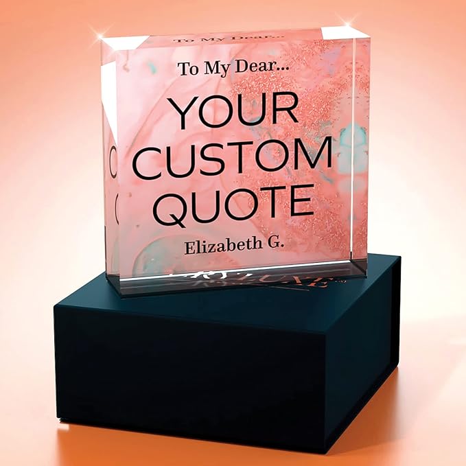 Personalized Gifts, Custom Quote Block Letter Board,Crystal-Clear Acrylic with Gift Box,17 Styles, Holiday and Christmas Gift for Mom, Dad, Girlfriend, Him or Her, Husband, Wife (4"x4, Stella)