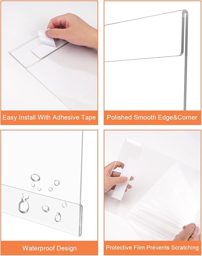 Dynta 12 Pack Acrylic Sign Holder 8.5 x 11 with Double Sided Adhesive Tape, Plastic Sign Holder Wall Mount, Memo Document Flyer Brochure Menu Holder for Display