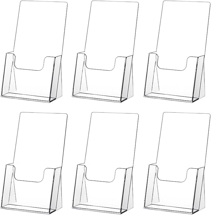 zavekia Acrylic Brochure Holder,6 packs Thicker Countertop Literature Holder Plastic Flyer Display Stand for Magazine (6 packs)