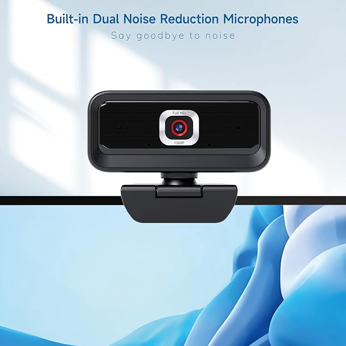 Combess Webcam for PC, Computer Camera for Desktop, 1080P Webcam with Tripod,USB Web Cam, 2 Noise Reduction Mics, Built-in Privacy Cover,Plug&Play