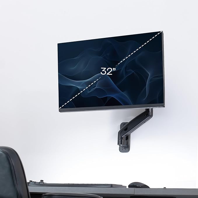 VIVO Single Monitor Counterbalance Wall Mount for 32 inch Screens up to 19.8 lbs, Full Motion, Max VESA 100x100, Black, MOUNT-V001G