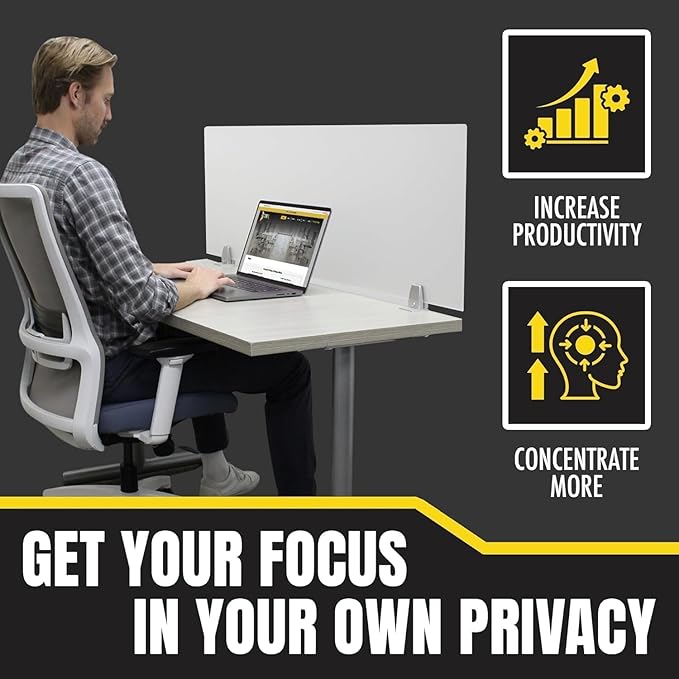 OBEX Frosted Acrylic Desk Mounted Privacy Panel, 24" x 36", Frosted