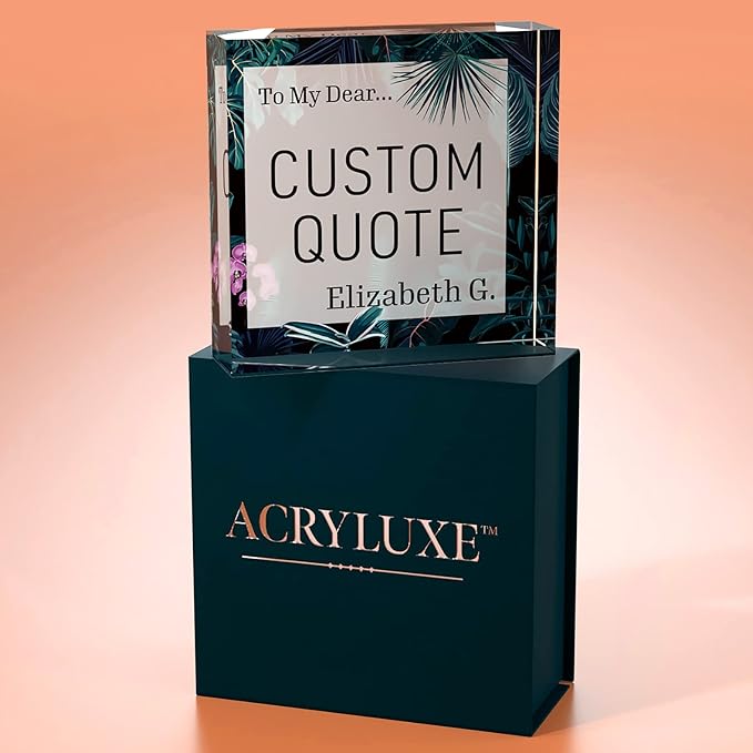 Custom Acrylic Sign Personalized, Custom Desk Name Plate, 18 Styles, (4"x4"), With Gift Box, USA Made by Acryluxe. (Bouquet)