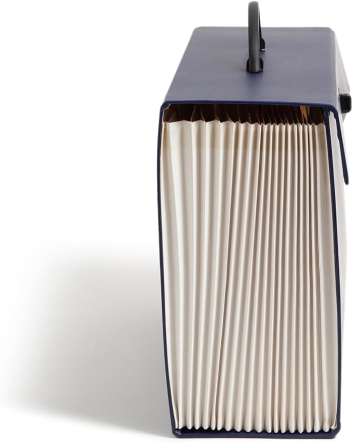 Smead Portable Expanding File Box, 19 Pockets, Blank Tabs, Printed Labels, Latch Closure, Legal Size, Blue (70806) (Pack of 4)