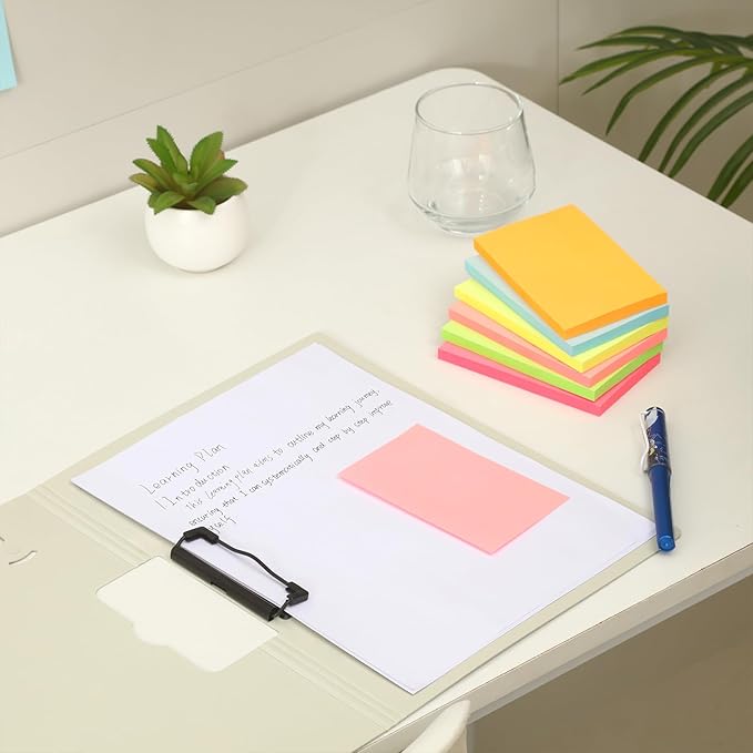 960 Sheets 3 in x 5 in Large Sticky Notes, 76 x 127 mm 6 Pads Assorted Self-Stick Pads for Notebook,Office,School and Home,80 Sheets/Pad (12 Pads Brillant)