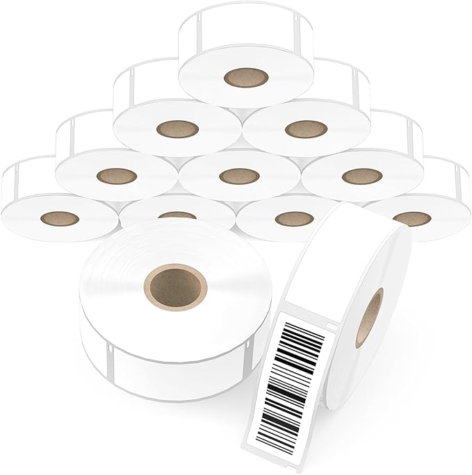 Address Labels Compatible with Dymo 30336 – 12 Rolls 6000 Barcode Labels (1” x 2 1/8”), Thermal Label Fits for Dymo Labelwriter 450, 450 Turbo, 4XL (Not for 550, 5XL)