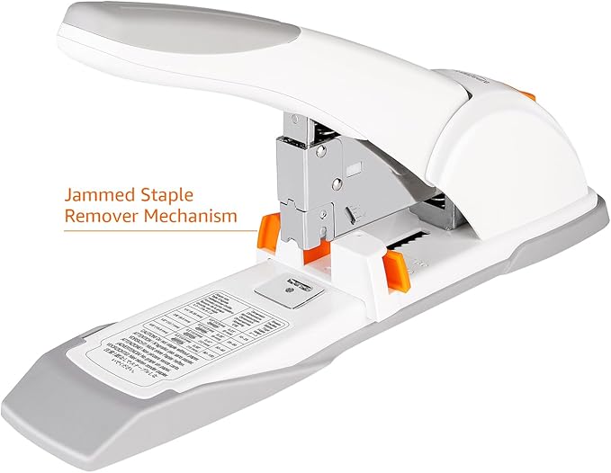 Amazon Basics Heavy Duty Stapler, 130 Sheets High Capacity, Large Office Stapler with 1000 Staples, White
