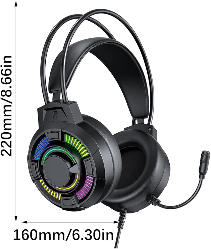 ANGESHA USB Gaming Headphones Headsets Earphone Featuring Led Lighting 7.1Sound Effect Noise Cancelling Microphone for PC Laptop