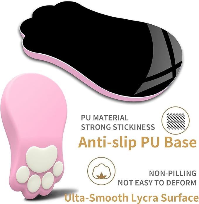 L-SPOUTTO Ergonomic Mouse Pad with Wrist Rest,Cute Cat Paw Mousepad Wrist Support,Comfortable Massage Design Computer Pain Relief Mouse Pad with Non-Slip PU Base for Desk Laptop Gaming Office,Pink