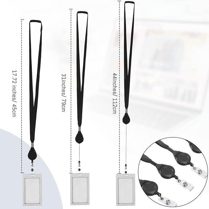 Windyun 12 Pcs Breakaway Lanyard with Safety ID Bulk Retractable Lanyards Flat Neck Straps (Black)