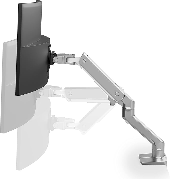 Ergotron – HX Premium Heavy Duty Monitor Arm, Single Monitor VESA Desk Mount – for Flat or Slight Curved Ultrawide Monitors Up to 49 inches, 20 to 42 lbs – Standard Pivot, Polished Aluminum