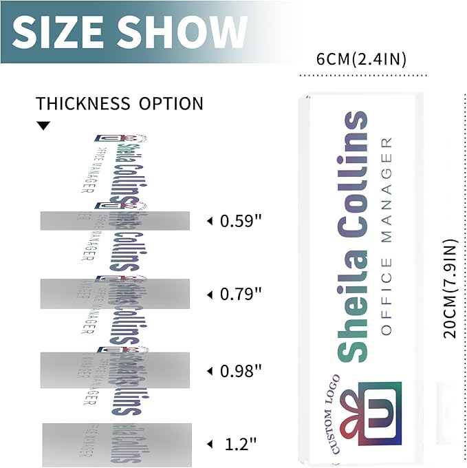 Custom Acrylic Name Plate for Desk, Employee Appreciation Gifts, Office Decor, Personalized with Logo/Photo