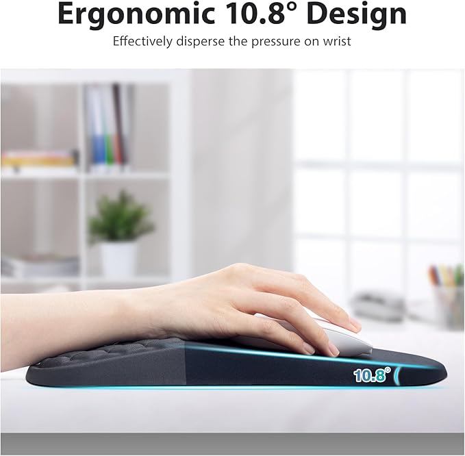 EYROZILL 3 in 1 Ergonomic Mousepad with Wrist Rest, Gaming Keyboard Mouse Pad with Wrist Support Non-Slip Base Massage Design, Pain Relief (Black/Grey)