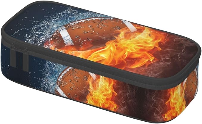 American Football Ball Themed Pencil Case Big Capacity Storage Pencil Pouch Stationery Bags With Zipper Portable Pen Holder Box Organizer For Boys Girls Teens Student College School Office Supplies