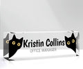 Custom Name Plate for Desk, Personalized Desk Name Plate on Clear Acrylic Glass, Appreciation Gifts for Teacher Employee Boss Coworkers Nurse, Desktop Office Accessories For Women (Black Yellow)
