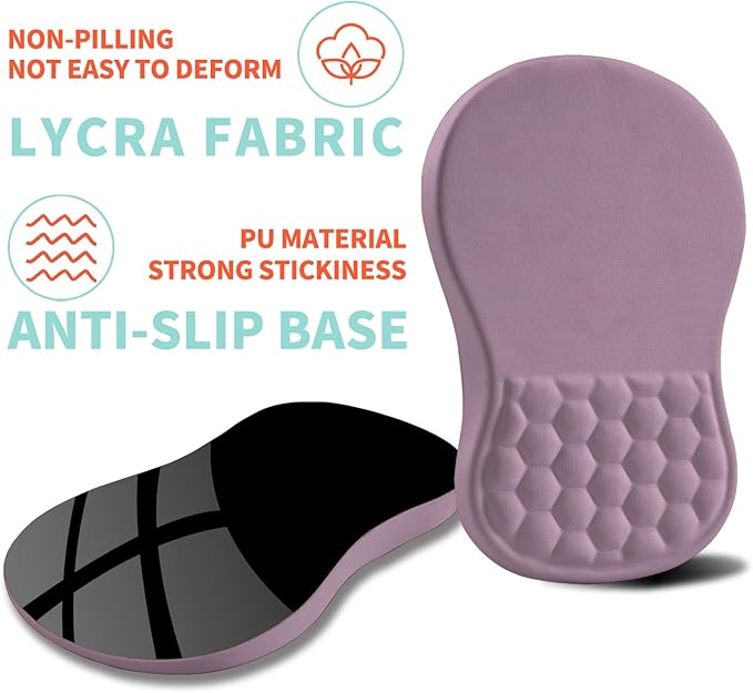 Ergonomic Mouse Pad Wrist Support with Memory Foam Massage Bulge, Carpal Tunnel Pain Relief Mousepad Wrist Rest for Mouse(12x8 inch, Purple)