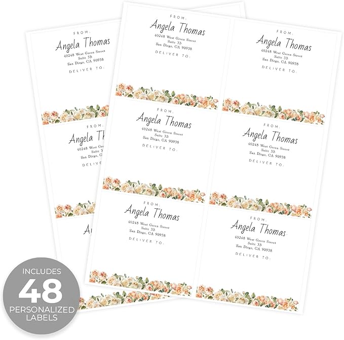 Custom Floral Shipping Labels / 48 Personalized Address Labels/ 4" x 3½" Mailing Stickers/Made in USA