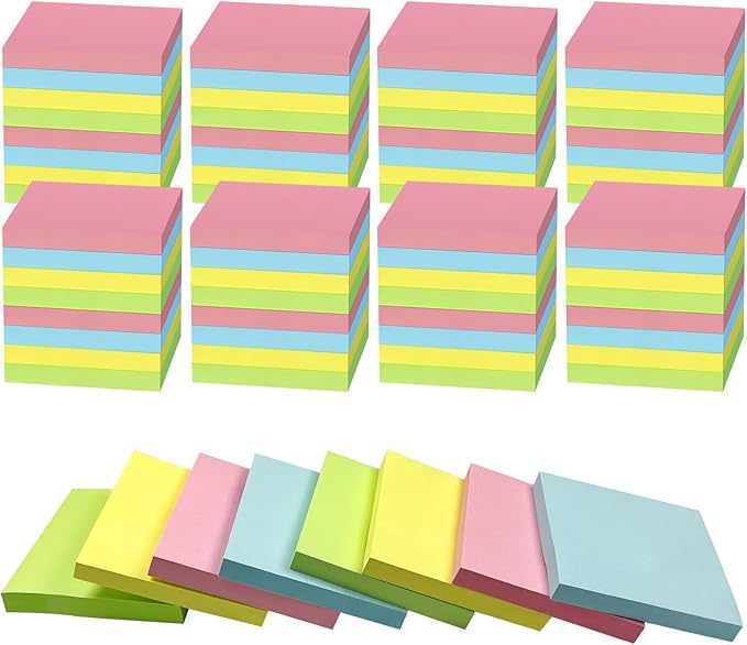 Ayearparty 120 Pads Sticky Notes 3x3 Inch Bright Colors Self Stick Pads Bulk Small Note Pads Memo for Office School Teacher Meeting Home Supplies 50 Sheets/Pad Total 6000 Sheets