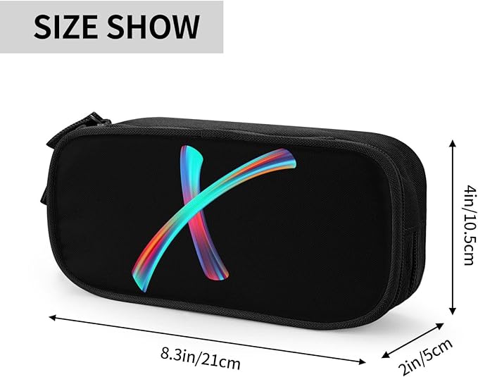 Cute Initial Pencil Case for Kids Students, Large Capacity Pencil Pouch for Boys Girls, Letter Design Pencil Box Pen Bag Office Stationery Organizer, Rainbow Letter X