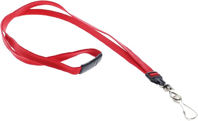 Specialist ID Bulk 100 Pack - Premium Breakaway Lanyards for ID Badges - Metal Swivel J Hook - 3/8” Wide - 36 Inch Length - Flat Woven (Red)