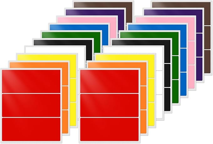 FINDAT 10 Colors Assorted Labels Stickers 4×2 Inch Vinyl Rectangular Label Removable Waterproof Color Coding Name Tag for Classroom Office File Inventory Marking 60 PCS