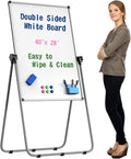 Double Sided White Board with Stand - 40x28 Portable Whiteboard Easel with Height Adjustable & 360° Rotation for Home Office Classroom, Standing Dry Erase Board for Presentation