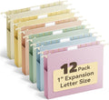 Ansook Hanging File Folders Letter Size Extra Capacity,Heavy Duty 1" Expandable Letter File Folders Hanging with Tabs,12 Pack Plastic File Cabinet Folders for File Frame/Box,Hanging File Organizer