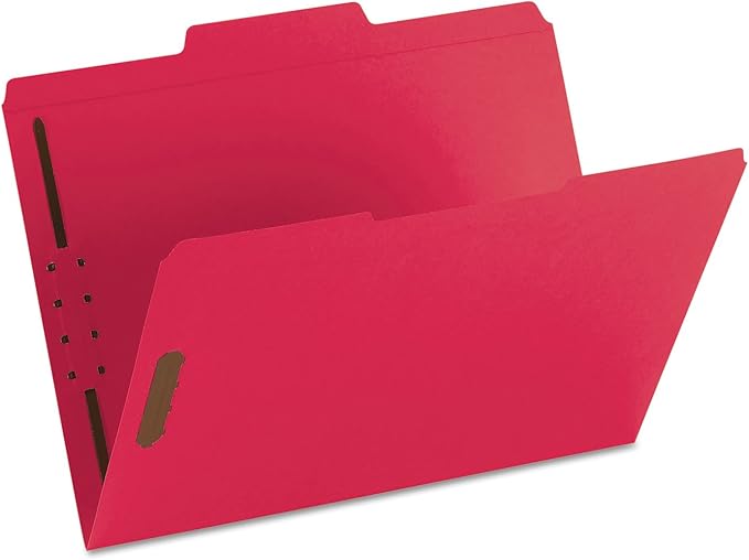 Pendaflex Fastener Folders, 2 Fasteners, Letter Size, Red, 1/3 Cut Tabs in Left, Right, Center Positions, 50 per Box (22740), Specialty