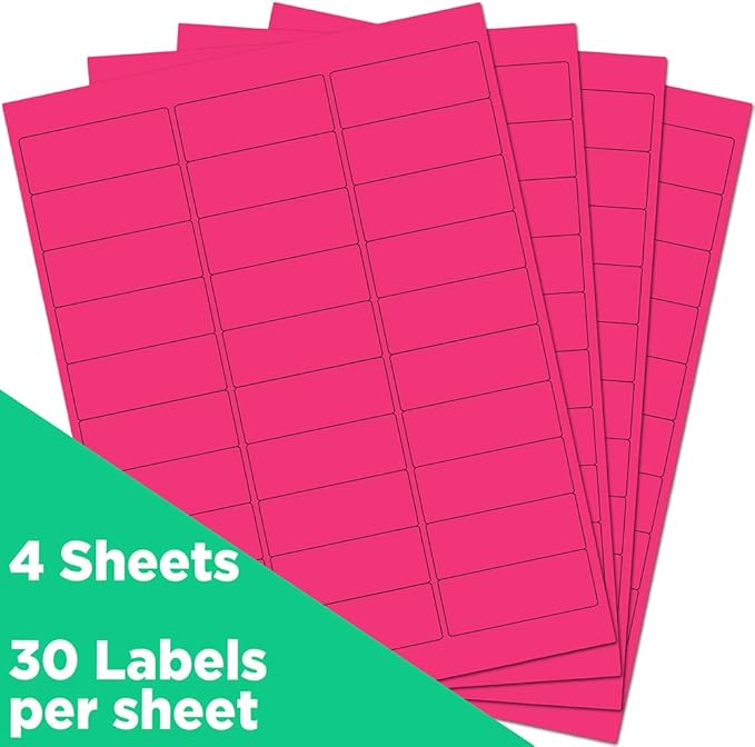 JAM PAPER Return Address Labels - Standard Mailing - 1 x 2 5/8 - Neon Pink - 120 Shipping Labels/Pack