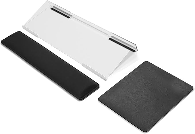 Computer Keyboard Wrist Rest Bracket, Memory Foam Keyboard Wrist Rest Set, Non-Slip Silicone Base, pergonomic and Convenient Typing, ain Relief,Suitable for Office, Work, Gaming (Acrylic)