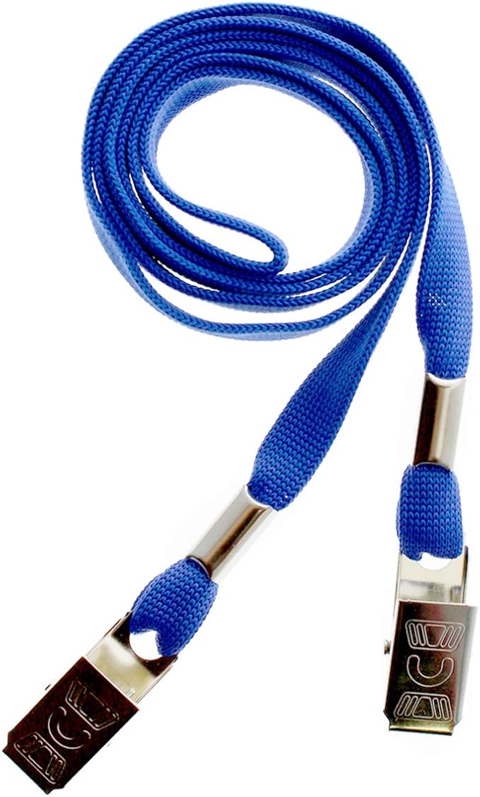 Bulk 100 Pack - Face Mask Lanyards - Premium Comfortable Neck Straps for Badge Holders - Twist Free 2 Hook Design (1 on Each End) for Special Event Badges, Credentials & Ticket Holders (Blue)
