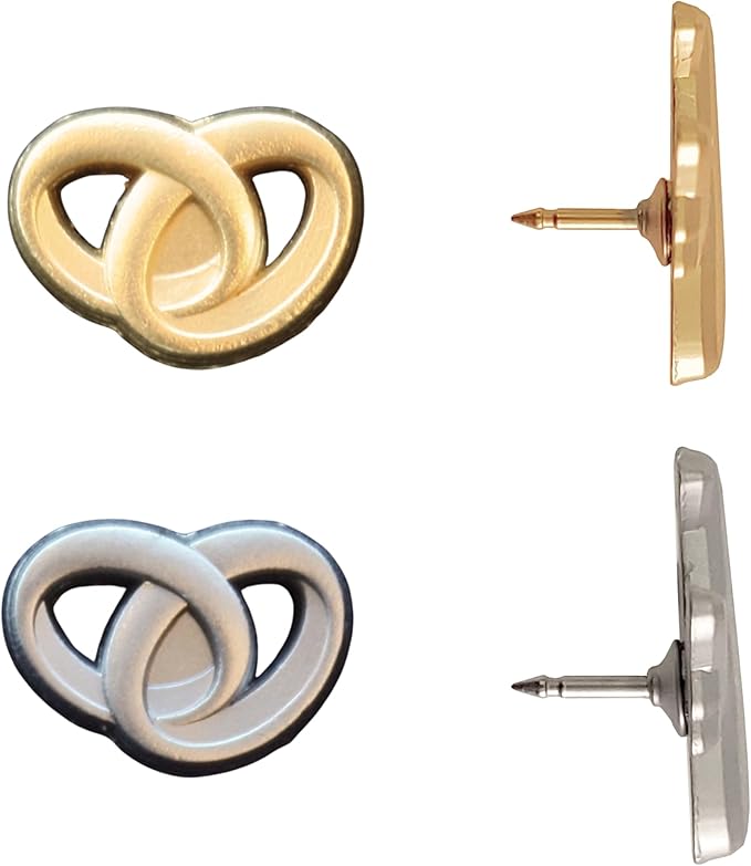 Wedding Rings Push Pins - Gold Intertwined Wedding Rings Map Pins for Cork Boards, Maps, or Lapel Use - Designed in USA - Set of 10