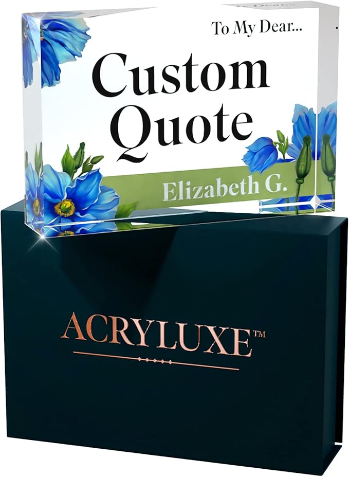 Custom Acrylic Sign Personalized, Custom Desk Name Plate, 18 Styles, (4"x6"), With Gift Box, USA Made by Acryluxe. (Meconopsis)