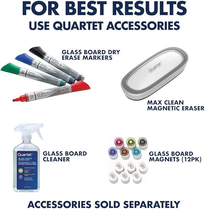 Quartet Glass Whiteboard, Magnetic Dry Erase White Board, 74" x 42", Wide Format, Aluminum Frame, Element (G7442E)