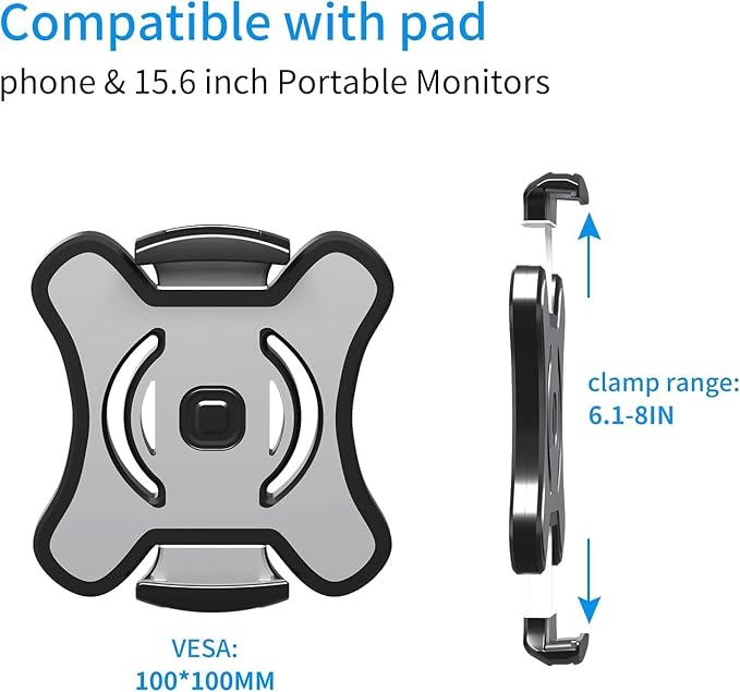 Pholiten Universal VESA Mount Adapter for Tablets, 2-in-1 Laptops, 15.6 inch Portable Monitors & Phone,ESA 100x100, Adjustable Laptop Holder, Extend to 6.1-8 inch