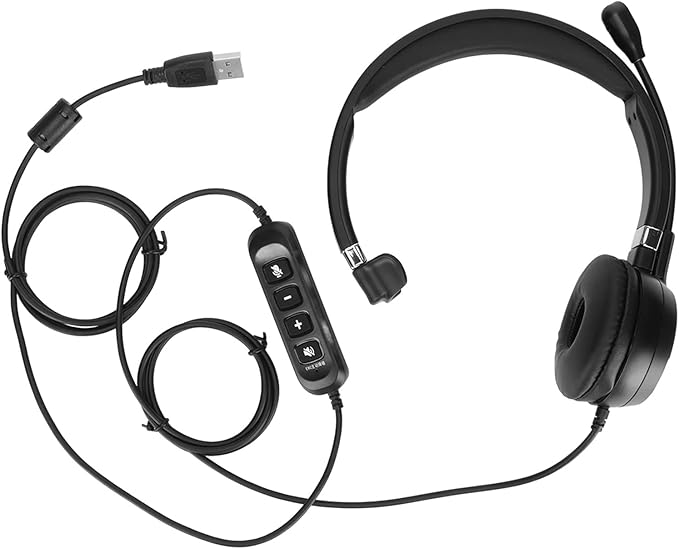 Shurzmotic H2000 USB ENC Business Headset, USB Computer Headphone with Mic, Wired Noise Canceling PC Headset for Office Call Center, Single Ear Lightweight Headphone with Volume Adjustment an