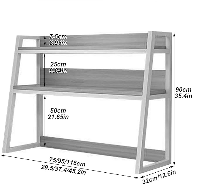 FPIGSHS Desktop Hutch Shelf，2-Tier Computer Desktop Bookcase Desk Organizer Shelf for Top Multipurpose Countertop Display Storage Rack for Home Office Dorm Use (115cm/45.2in)