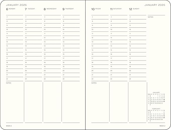 LEUCHTTURM1917 - Week Planner 2026, Hardcover, Paperback (B6+), Black (Jan 1 - Dec 31, 2026)