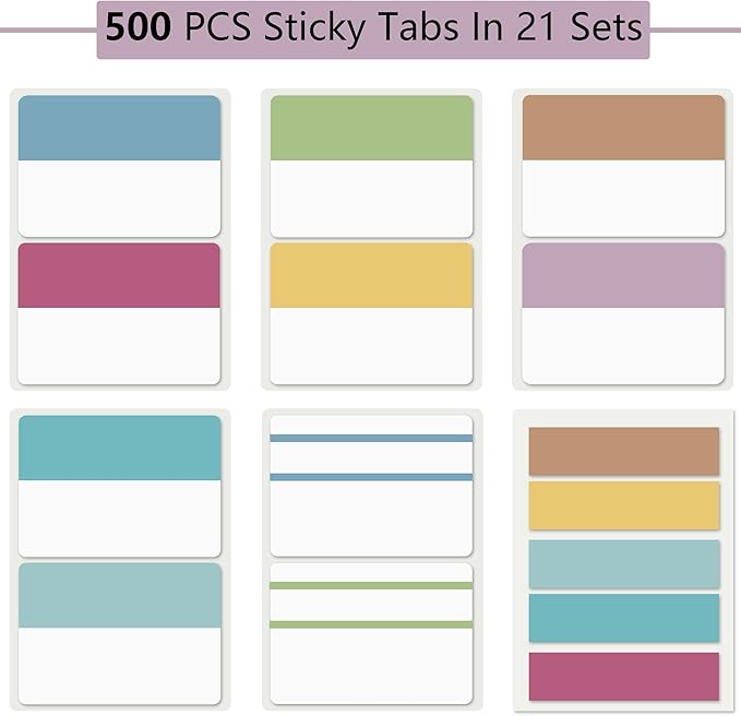ELII 500 PCS Sticky Index Tabs 2 Inch Book Tabs,Clear Sticky Notes for Pages Notebooks File Tabs Self Adhesive